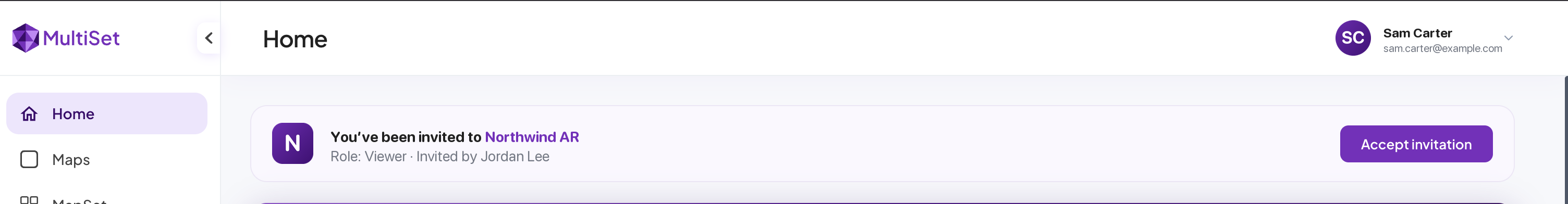 Invitation banner with an Accept invitation button
