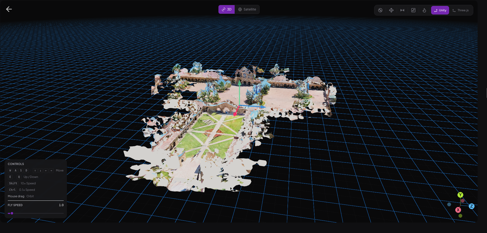 The share viewer in 3D mode showing a textured mesh